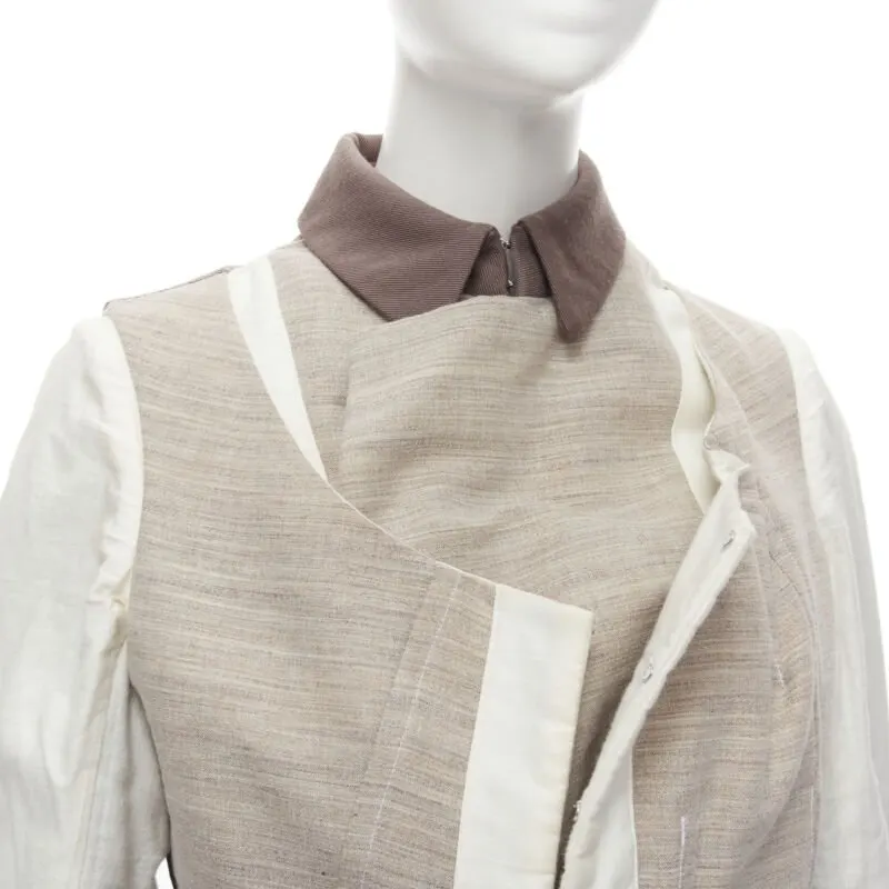 Comme Des Garcons Patchwork Jacket Skirt Beige Linen Very good - Back View
