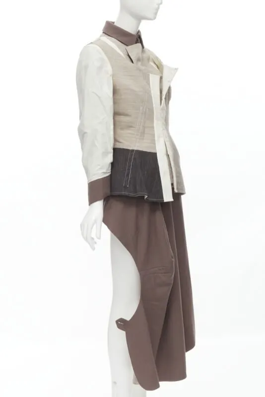 Comme Des Garcons Patchwork Jacket Skirt Beige Linen Very good - Inside View