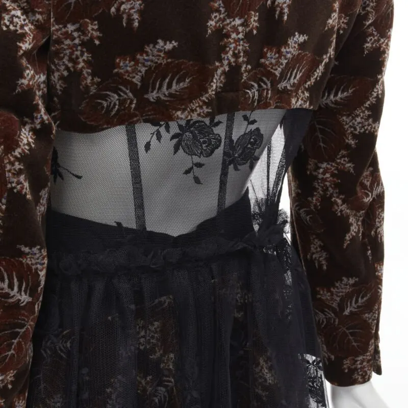Comme Des Garcons Floral Corset Skirt Brown Velvet Never worn - Back View