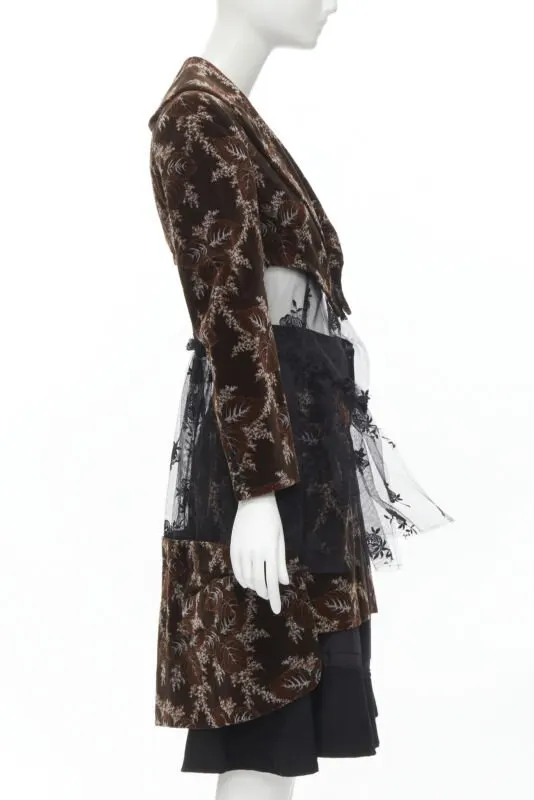 Comme Des Garcons Floral Corset Skirt Brown Velvet Never worn - Model View