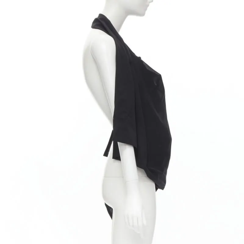Yohji Yamamoto Metal Ring Halter Black Polyester Never worn - Model View