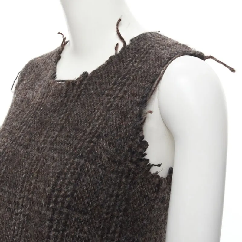 Comme des Garçons Frayed Edge Dress Brown Wool Never worn - Back View