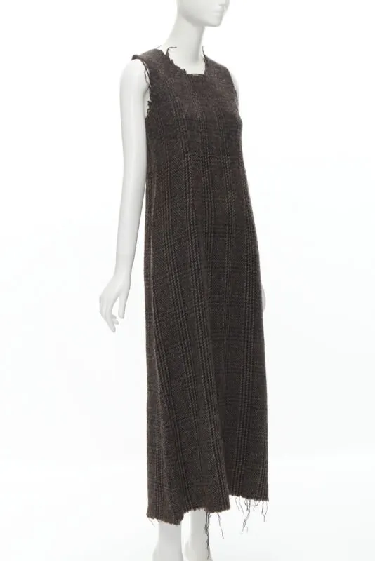 Comme des Garçons Frayed Edge Dress Brown Wool Never worn - Inside View