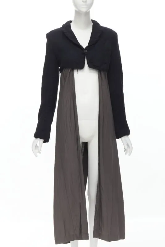 Comme Des Garcons Black Shrunken Duster Coat Black Wool Never worn - Front View