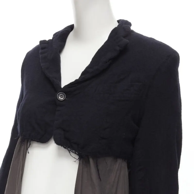 Comme Des Garcons Black Shrunken Duster Coat Black Wool Never worn - Back View
