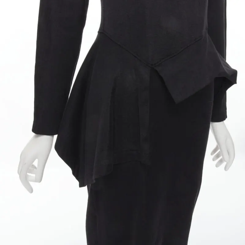Comme Des Garcons Peplum Midi Dress Black Polyester Very good - Back View