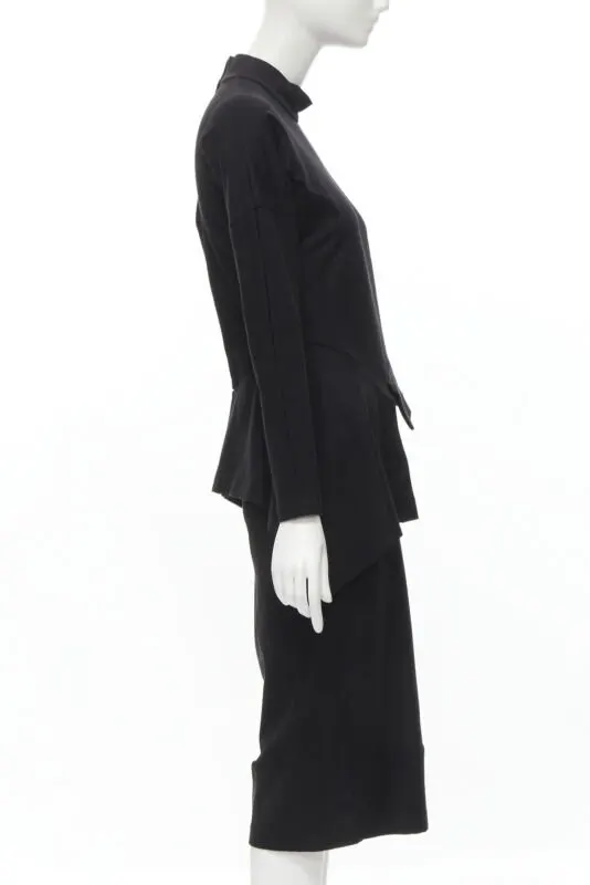 Comme Des Garcons Peplum Midi Dress Black Polyester Very good - Model View