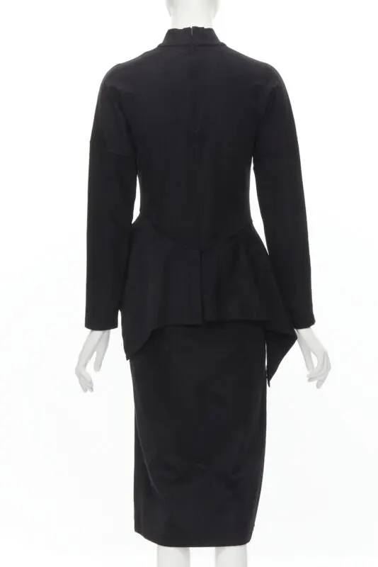 Comme Des Garcons Peplum Midi Dress Black Polyester Very good - Box View