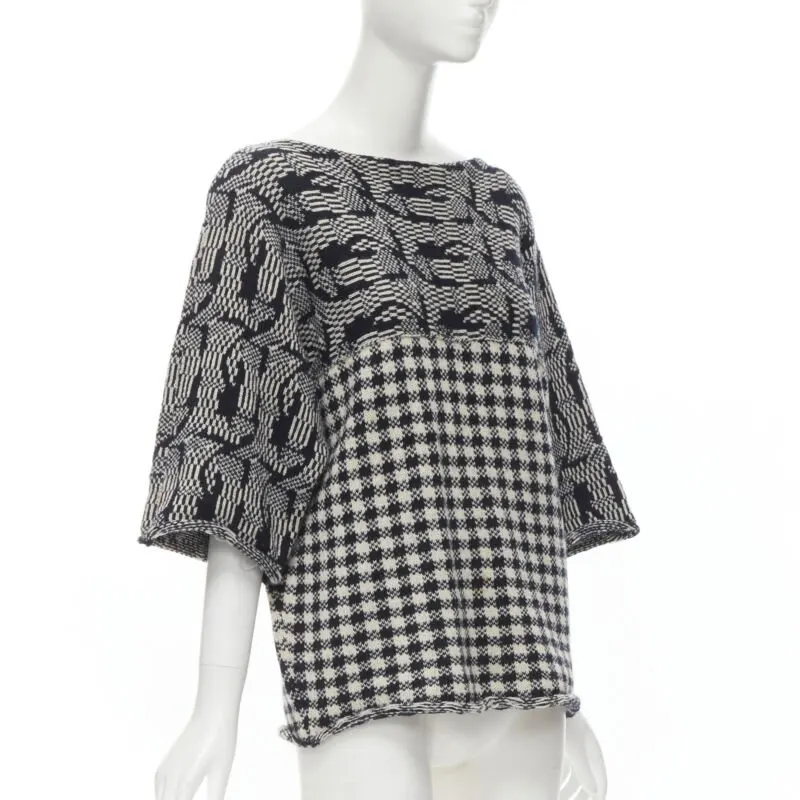 Comme des Garçons Intarsia Checker Sweater Grey Wool Never worn - Inside View