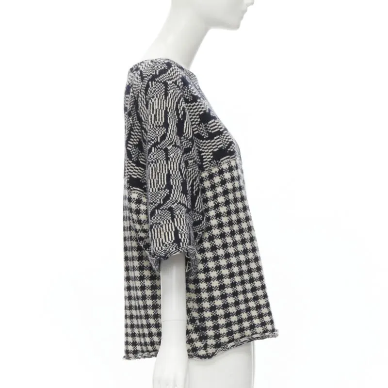 Comme des Garçons Intarsia Checker Sweater Grey Wool Never worn - Model View