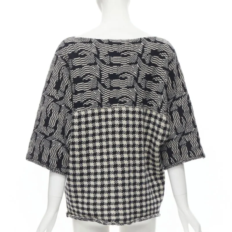 Comme des Garçons Intarsia Checker Sweater Grey Wool Never worn - Box View