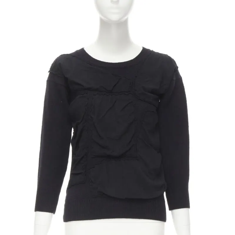 Comme des Garçons Bubble Patchwork Sweater Black Wool Never worn - Front View