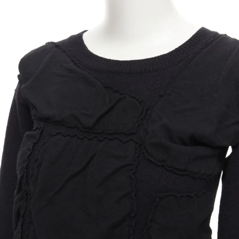Comme des Garçons Bubble Patchwork Sweater Black Wool Never worn - Back View
