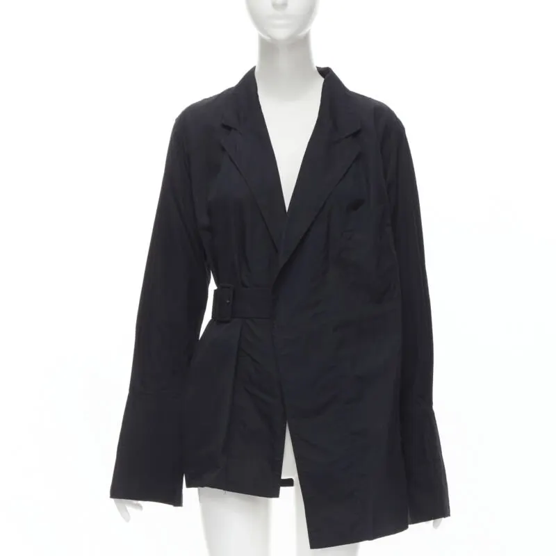 Comme des Garçons Belted Blazer Jacket Black Cotton Never worn - Front View