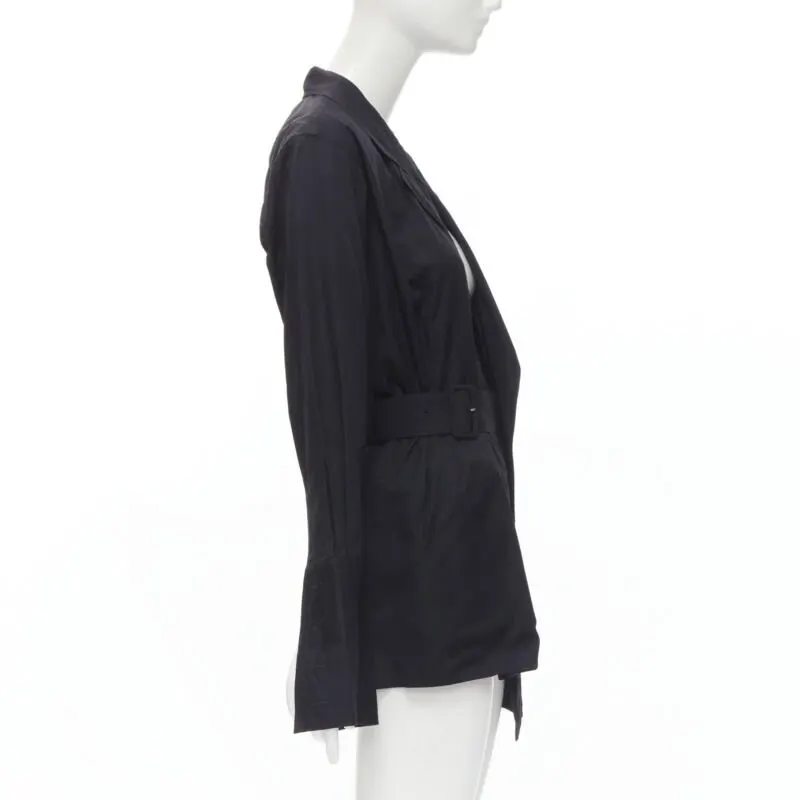 Comme des Garçons Belted Blazer Jacket Black Cotton Never worn - Model View