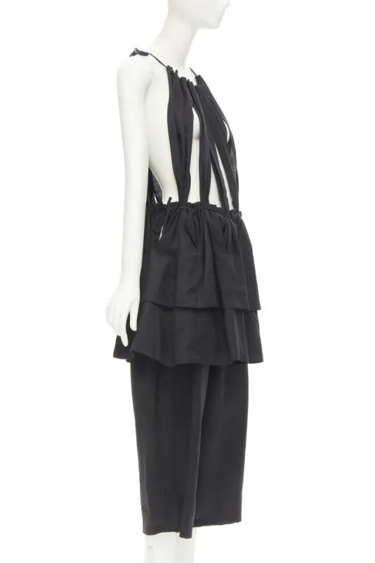 Yohji Yamamoto Linen Suspender Jumpsuit Black Cotton Never worn - Inside View
