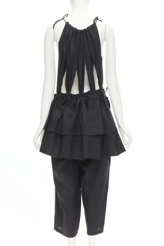 Yohji Yamamoto Linen Suspender Jumpsuit - Side view