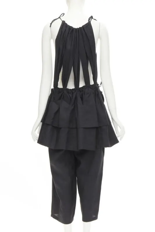 Yohji Yamamoto Linen Suspender Jumpsuit Black Cotton Never worn - Box View