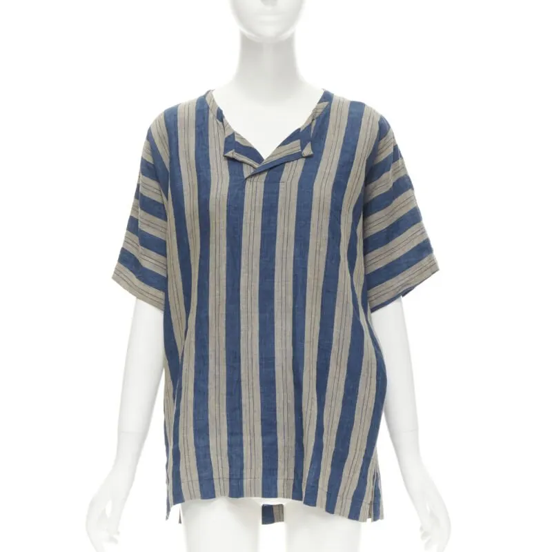 Comme des Garçons Striped Linen Shirt Brown Linen Never worn - Front View