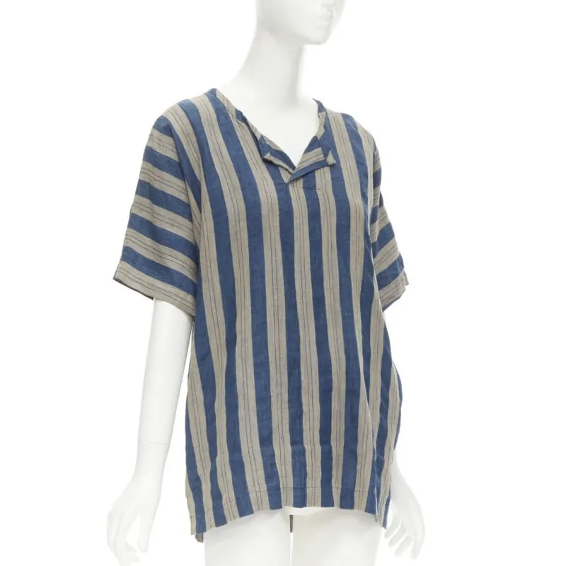 Comme des Garçons Striped Linen Shirt Brown Linen Never worn - Inside View