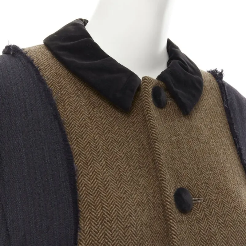 Comme des Garçons Herringbone Sleeve Coat Brown Wool Never worn - Back View