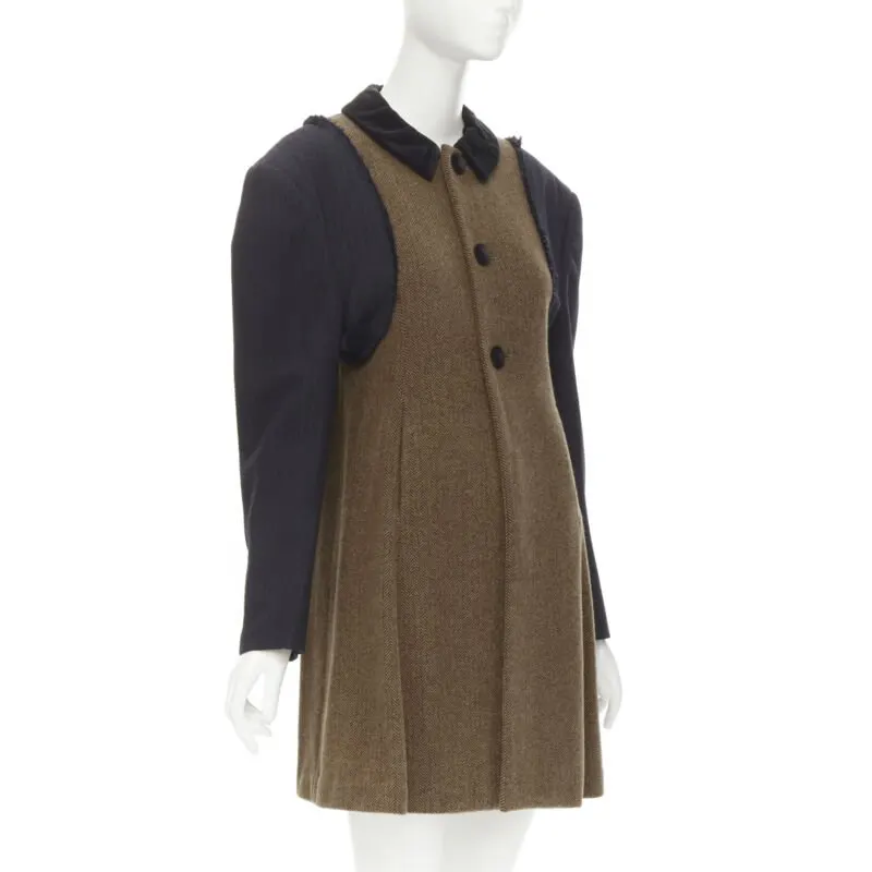Comme des Garçons Herringbone Sleeve Coat Brown Wool Never worn - Inside View