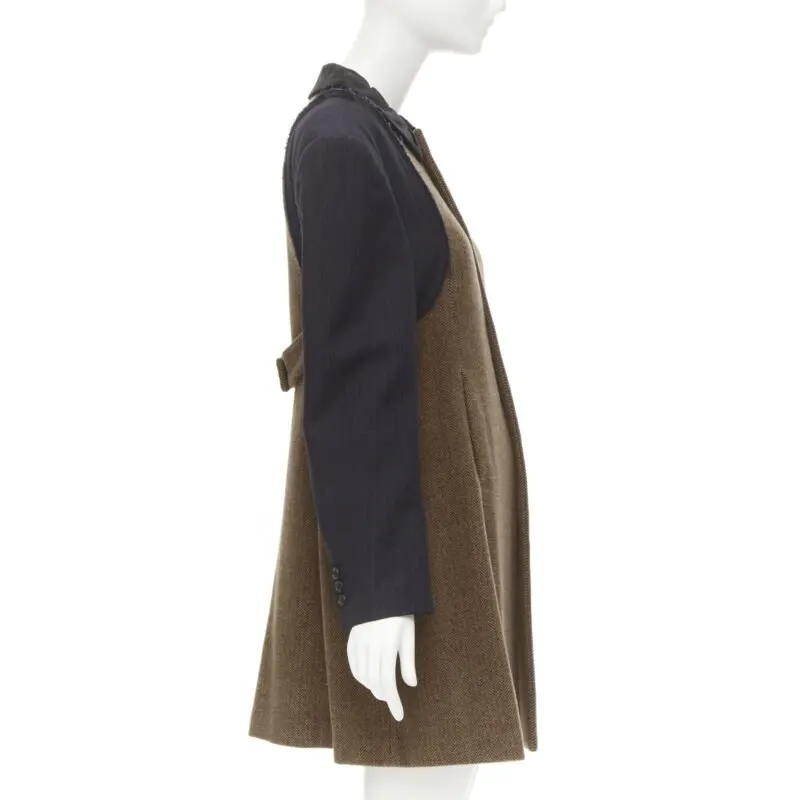 Comme des Garçons Herringbone Sleeve Coat Brown Wool Never worn - Model View