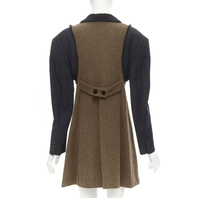 Comme des Garçons Herringbone Sleeve Coat Brown Wool Never worn - Box View