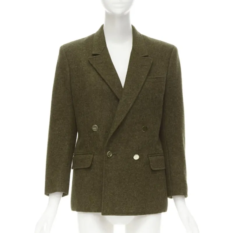 Comme des Garçons Felt Double Blazer Green Wool Very good - Front View