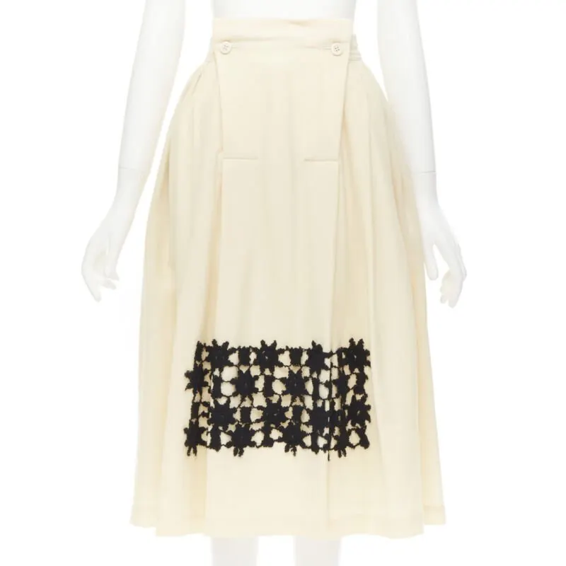 Comme des Garçons Lattice Lace Skirt Beige Wool Very good - Front View