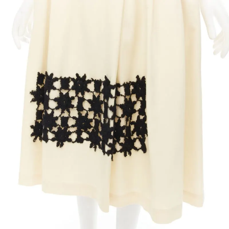 Comme des Garçons Lattice Lace Skirt Beige Wool Very good - Back View