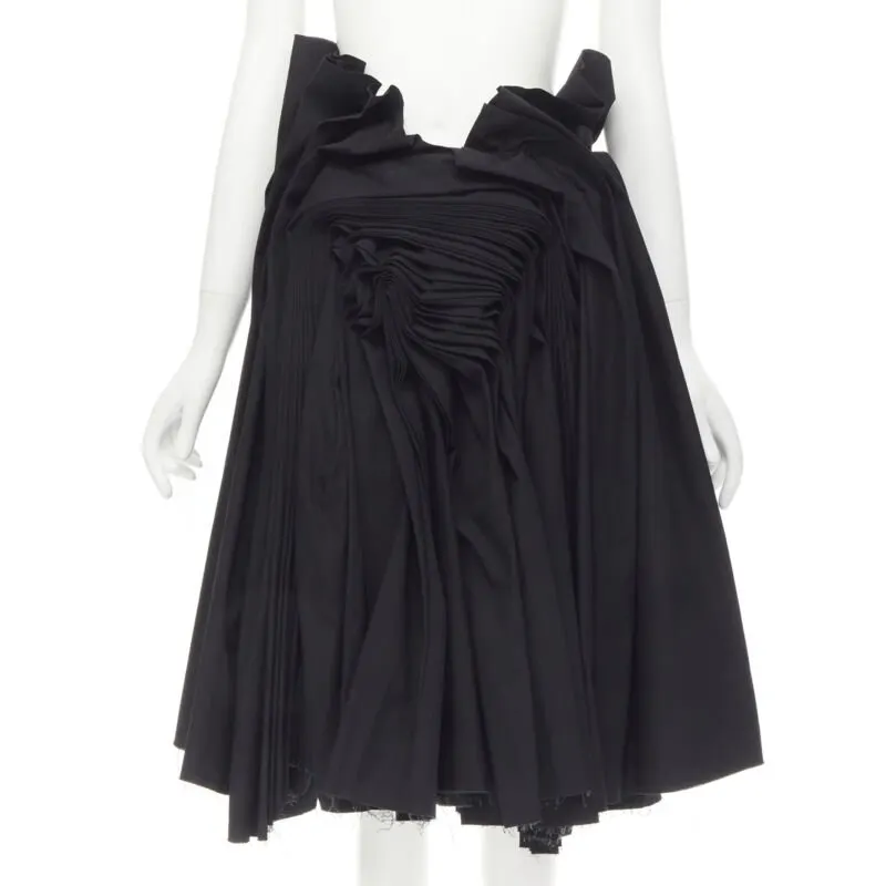 Junya Watanabe Draped Pleat Skirt Black Polyester Never worn - Front View
