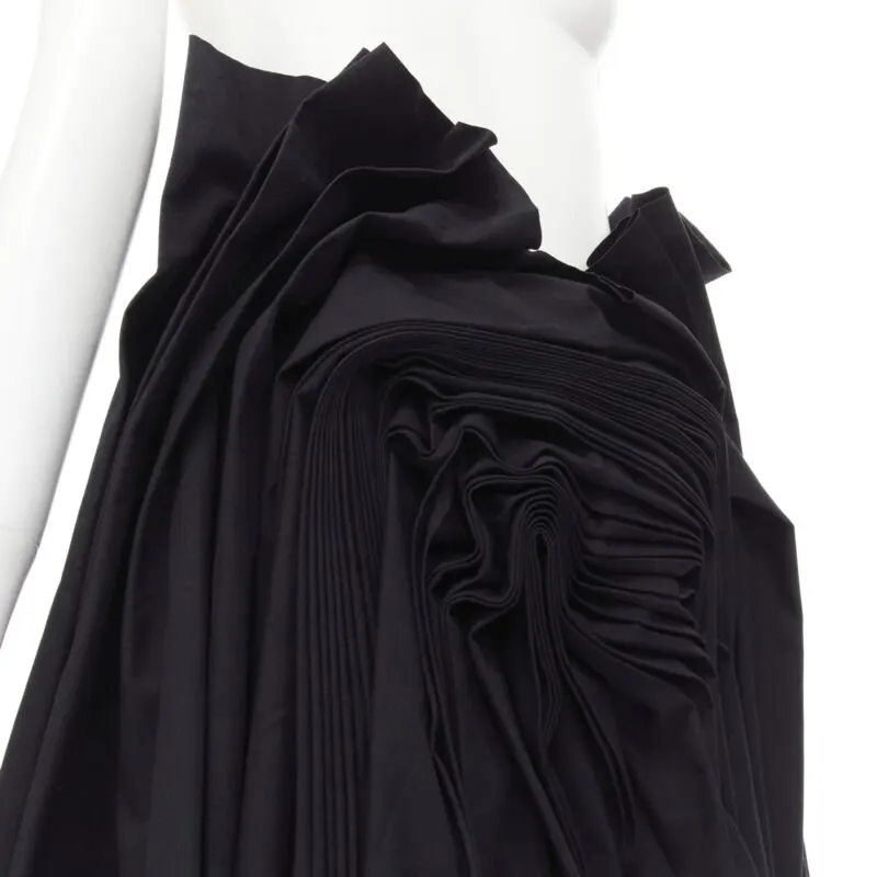 Junya Watanabe Draped Pleat Skirt Black Polyester Never worn - Back View