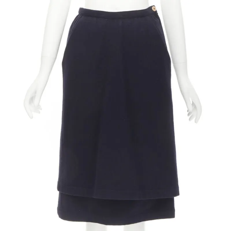 Comme des Garçons Angular Pocket Skirt Navy Polyester Never worn - Front View