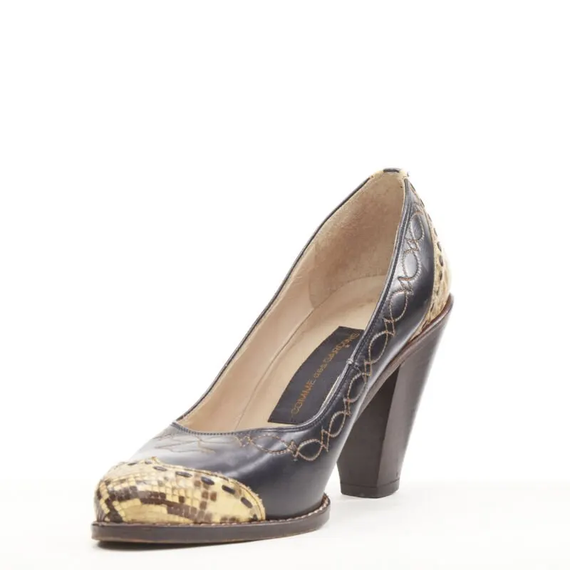 Comme des Garçons Western Cuban Heels Black Leather Good - Model View