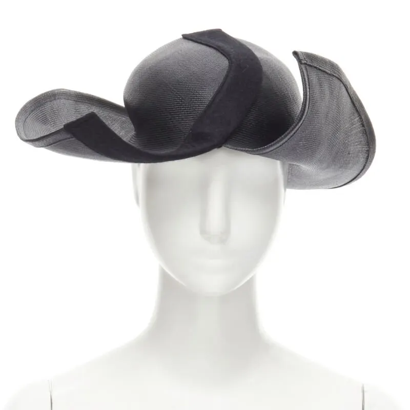 Yohji Yamamoto Black Raffia Fedora Black Never worn - Front View