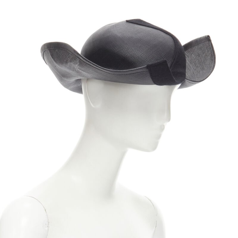 Yohji Yamamoto Black Raffia Fedora - Back view