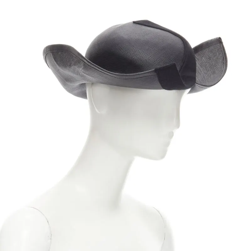Yohji Yamamoto Black Raffia Fedora Black Never worn - Back View