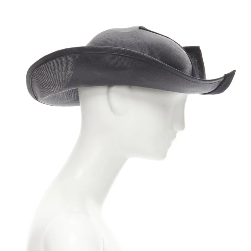 Yohji Yamamoto Black Raffia Fedora Black Never worn - Inside View