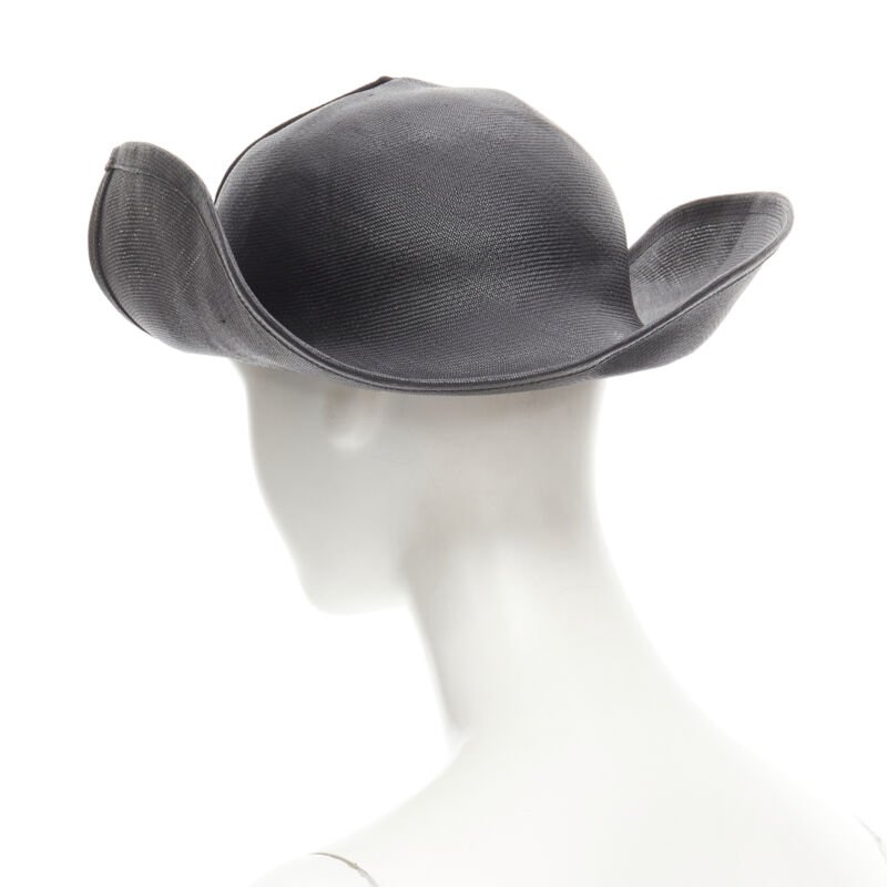 Yohji Yamamoto Black Raffia Fedora - Side view