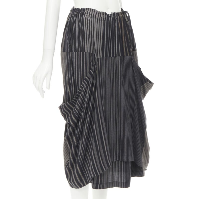 Comme Des Garcons Striped Draped Skirt - Back view