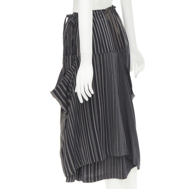 Comme Des Garcons Striped Draped Skirt - Side view