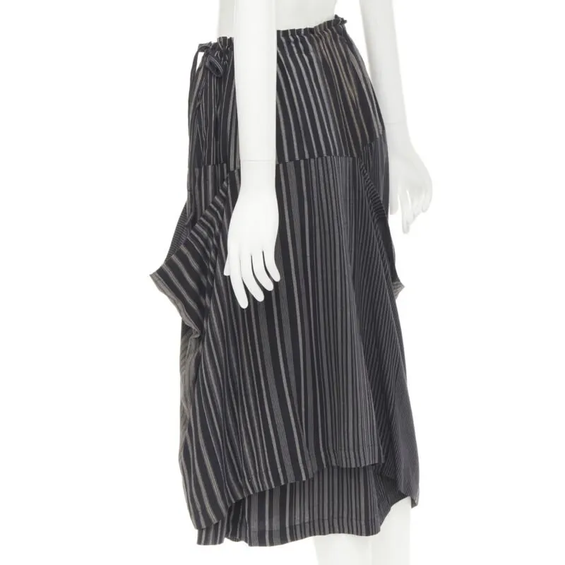 Comme des Garçons Striped Draped Skirt Grey Cotton Never worn - Box View