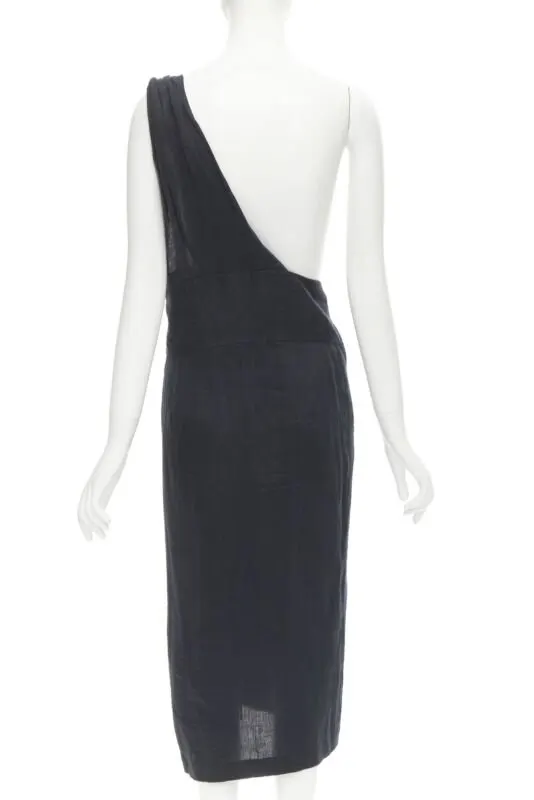 Comme des Garçons Sash Dungaree Skirt Black Linen Never worn - Box View