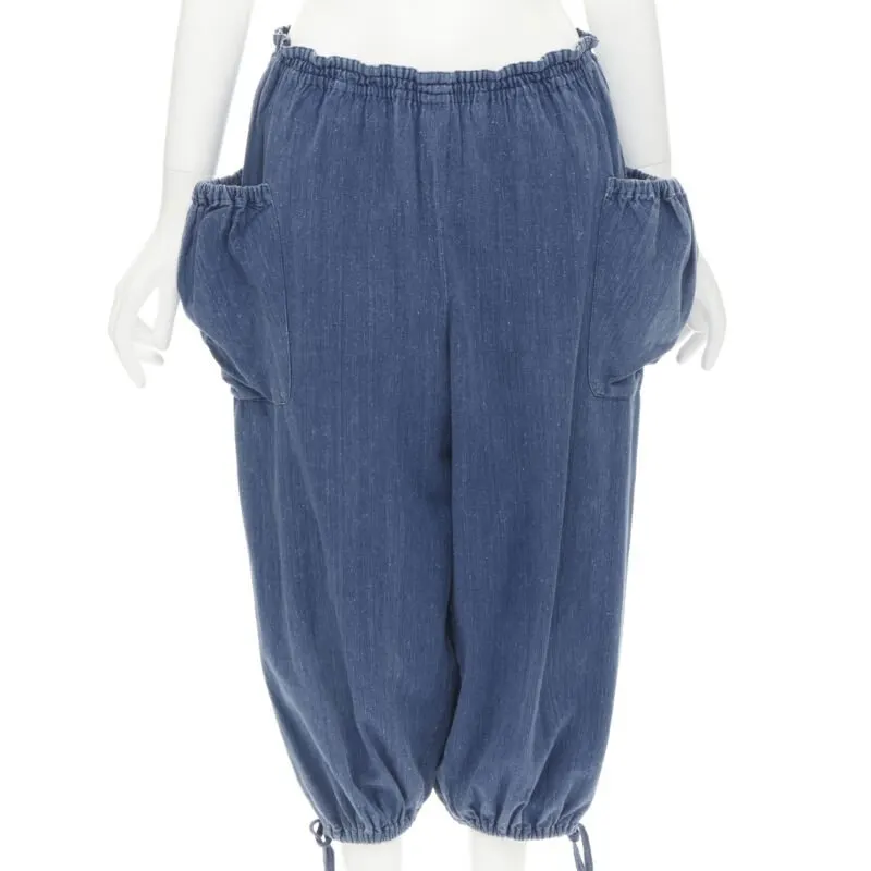 Comme des Garçons Patchwork Riding Pants Blue Cotton Never worn - Front View