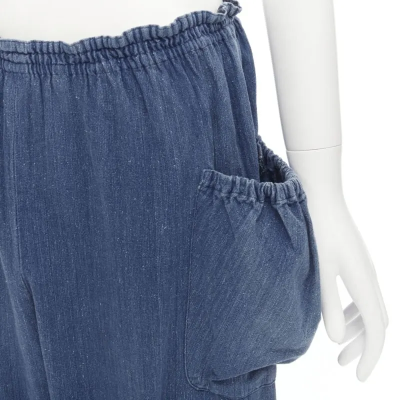 Comme des Garçons Patchwork Riding Pants Blue Cotton Never worn - Back View