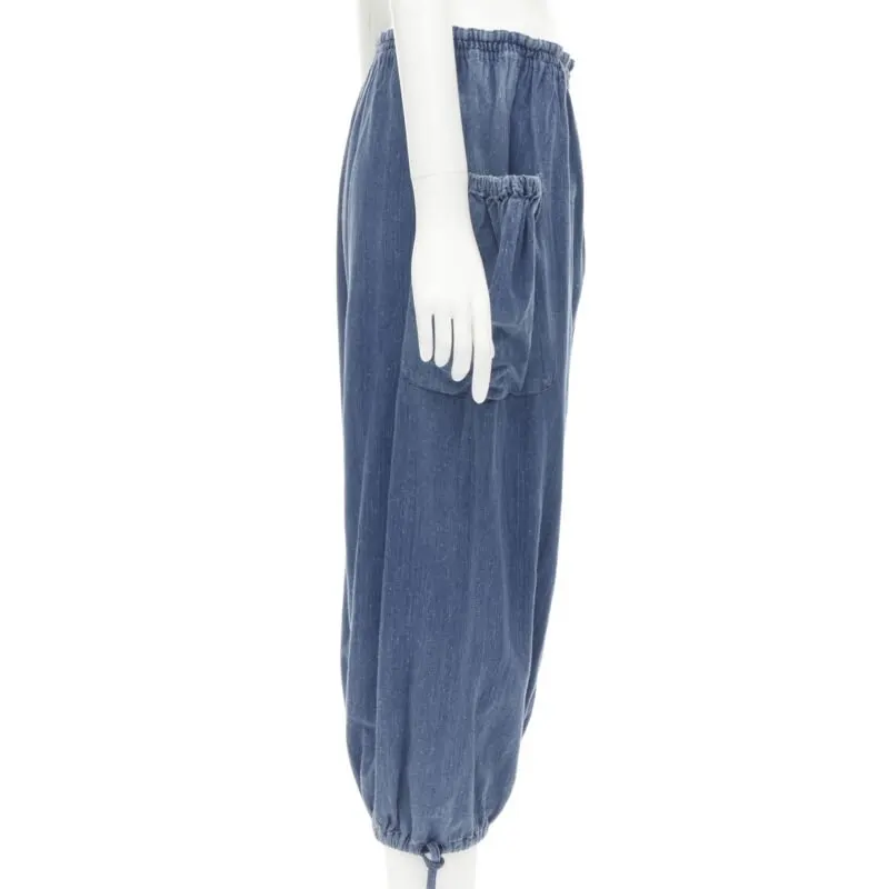 Comme des Garçons Patchwork Riding Pants Blue Cotton Never worn - Model View