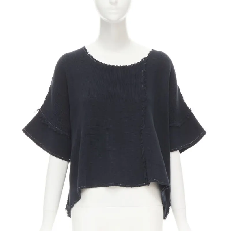 Comme des Garçons Patchwork Sweater Top Navy Cotton Never worn - Front View
