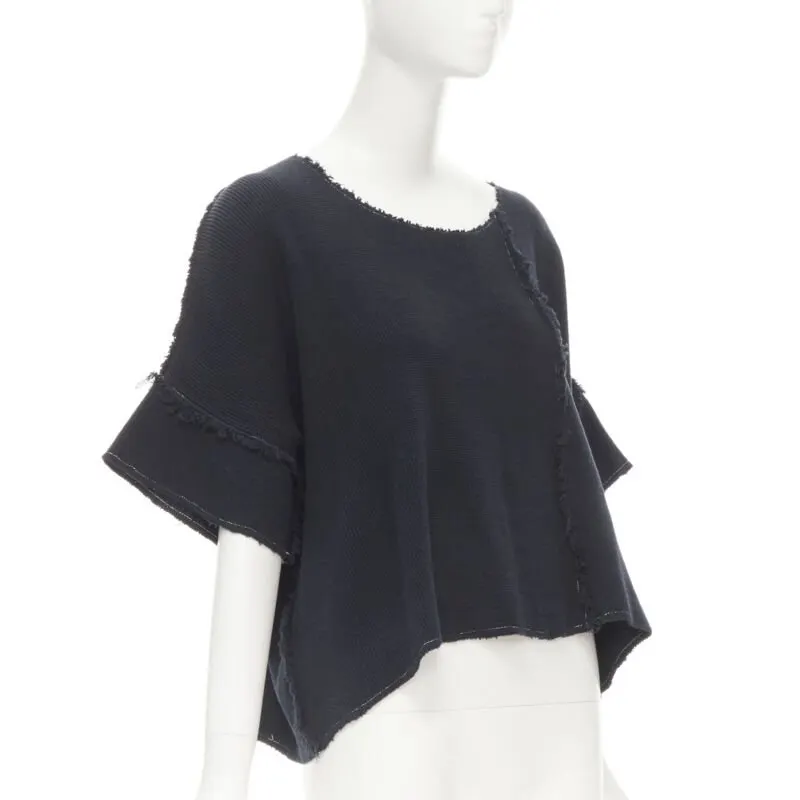 Comme des Garçons Patchwork Sweater Top Navy Cotton Never worn - Inside View