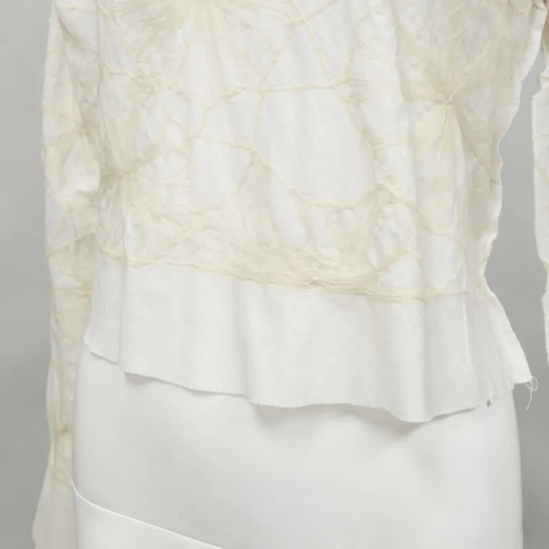 Comme des Garçons Floral Embroidery Top Beige Cotton Very good - Back View